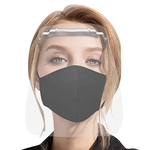 Casago ORFSN07 175 Micron Disposable Face Shield with Adjustable Elastic Strap Anti-Splash Single Use Protective Facial Cover Transparent Full Face Visor with Eye & Head Protection (1 PC)