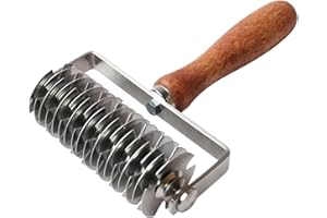 Lattice Cutter Pastry Tool Pulls Net Pointed Pie Crust Cutter with Wooden Handle Easy Clean Smooth Rotation for Pies Cookies 