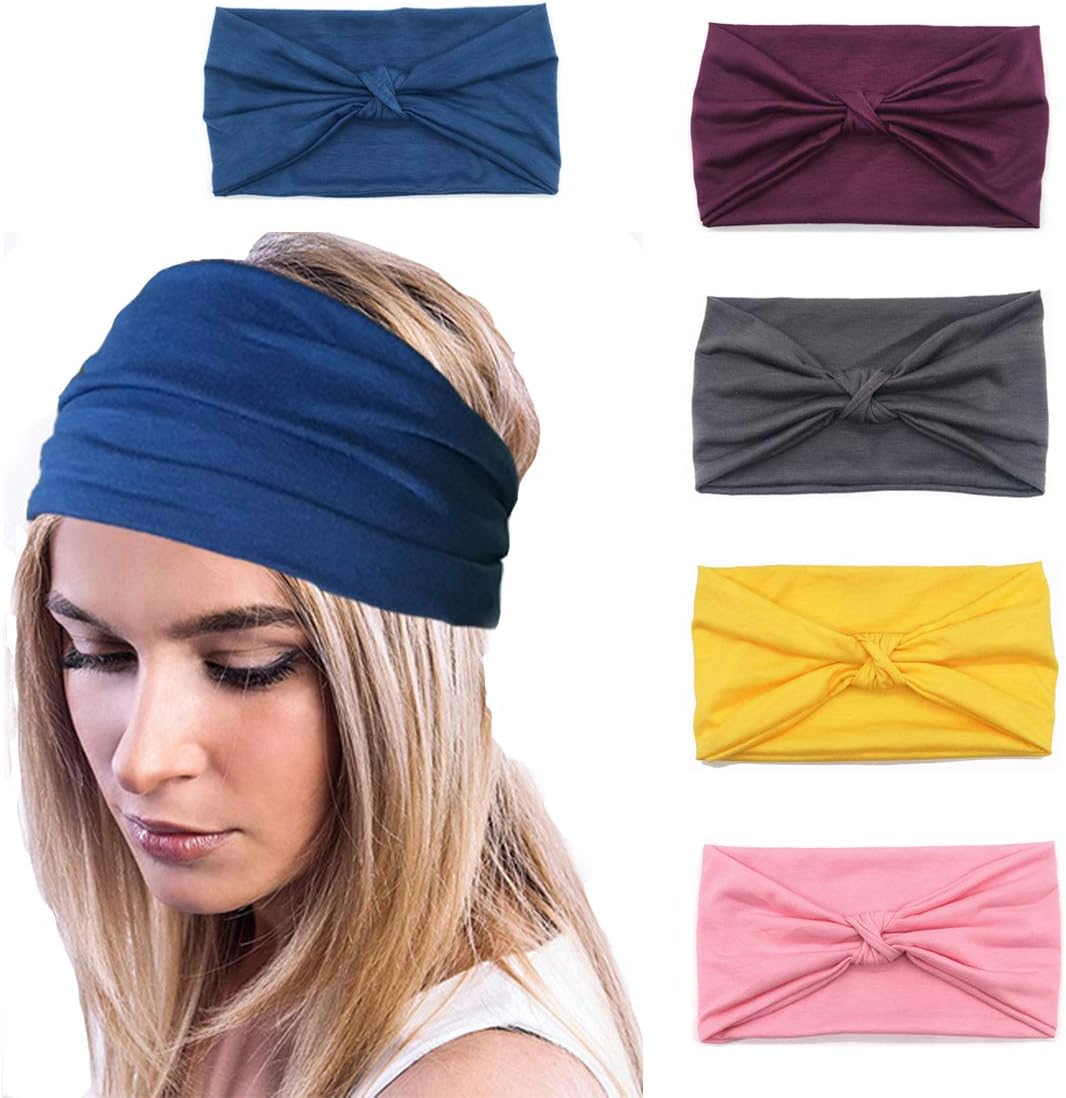 Headbands For Women Elastic Cute Turban Hair Bands Accessories Head Wraps For Girls 5 Pcs
