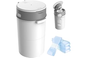 Bellababy Diaper Pail, Upgrade Baby Diaper Bin with Double Odor Locking, Includes 4 Refills (270 inches/pcs), Compact Design for Nursery