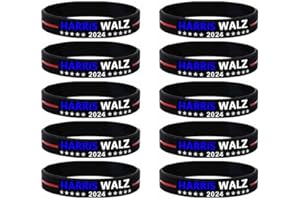 Lymhy 10 Pack Harris Walz 2024 Kamala Harris Tim Walz Waltz For President VP Bracelets Silicone Wristbands Rubber Bracelets for Men&Women