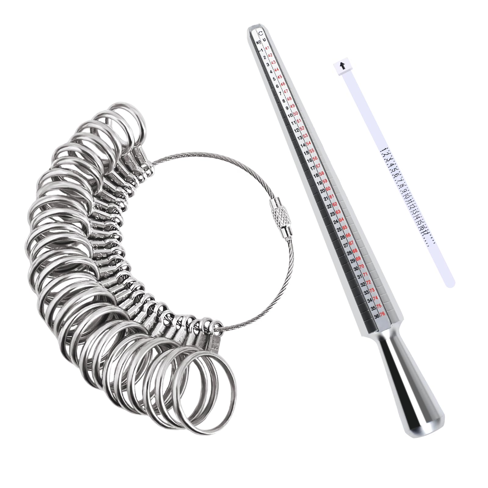 Photo 1 of Aubeco Ring Sizer Measuring Tool, 27Pcs Stainless Steel Finger Gauge, Dual-Scale Aluminum Mandrel, Tools for Wedding, DIY Jewelry Making