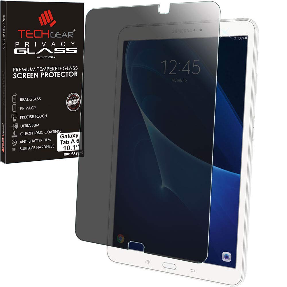 TECHGEAR Anti Spy Screen Protector Compatible with Samsung Galaxy Tab A 6 10.1" 2016 (SM-T580 Series) - PRIVACY GLASS Edition Genuine Tempered Glass Screen Protector Guard Cover