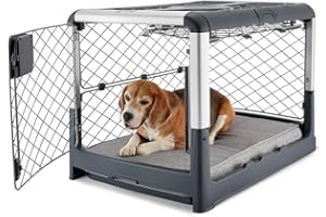 Diggs Revol Dog Crate (Collapsible, Portable Travel Dog Crate, Dog Kennel) for Medium Dogs and Puppies (Grey)
