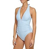 Tommy Hilfiger Womens Stretch Tummy Control Halter Neck One Piece Swimsuit