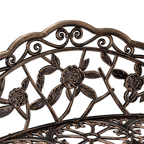 casa.pro Gartenbank Bronze Gusseisen - Wetterfester 2-Sitzer rund aus Metall im Antik-Design - Parkbank/Sitzbank/Eisenbank im Landhausstil – Bild 5