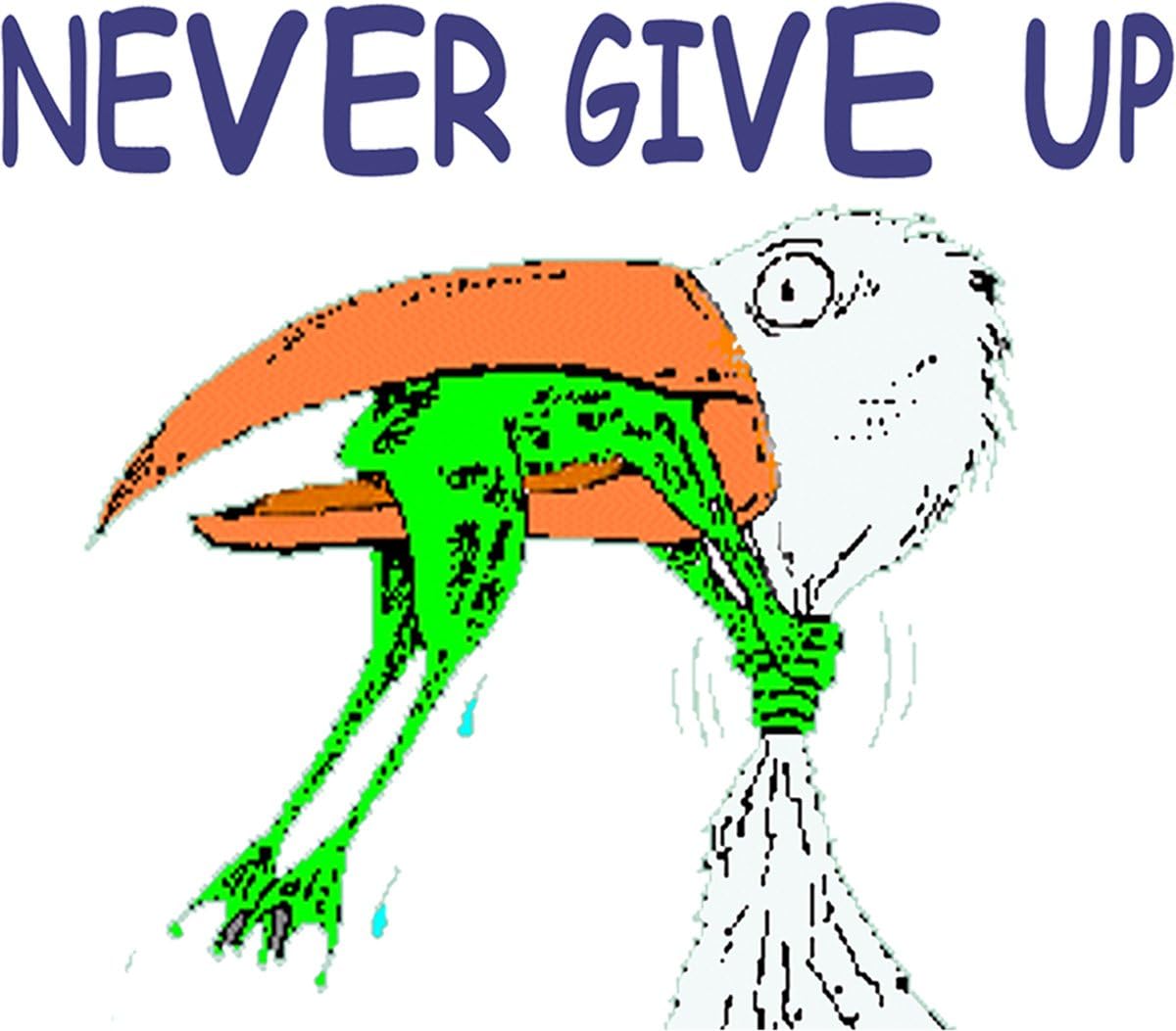 Think Rain Designs Never Give up Frog and Heron Window Decal