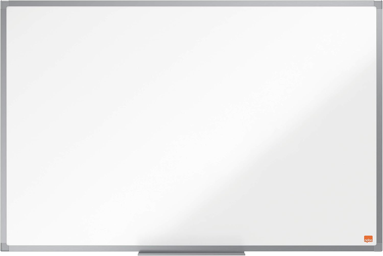 Nobo Enamel Magnetic Whiteboard, 900 x 600mm, Aluminium Trim, Corner Wall Mounting, Includes Whiteboard Pen Tray