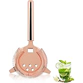Cocktail Strainer, Rose Gold Stainless Steel Bar Strainer Cocktail Martini Drink Strainer Ice Filter Tools Accessories for Professional Bartenders and Mixologists