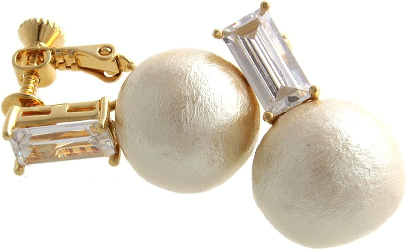 Amazon ヴァンテーヌ Vingtaine クリアストーン コットンパール ピアス イヤリング キュービックジルコニア Cz P1153 E イヤリング ピアス 通販