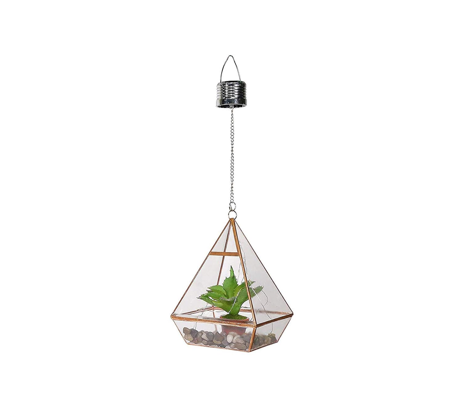 Outdoor Garden Backyard Décor Solar Terrarium w/Succulent Accent and LED Lights, 8 Inch Tall Multi-Color