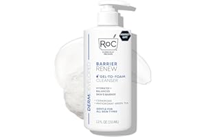 RoC Barrier Renew Gel to Foam Non Drying Foaming Facial Cleanser to Hydrate Skin, facial cleanser for sensitive skin, 12 Ounces