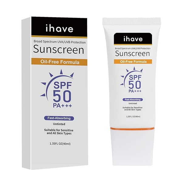 IHAVE FACE SUNSCREEN, TRAVEL SIZE SPF 50 SUNSCREEN WITH BROAD SPECTRUM UVA UVB PROTECTION, OIL-FREE FAST-ABSORBING SUNBLOCK FOR ALL SKIN
