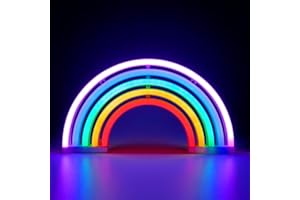 XIYUNTE Rainbow Neon Light, Led Rainbow Neon Sign for Bedroom, USB or Battery Powered Neon Rainbow Light for Wall Decor, Cute Colorful Rainbow Light up Sign for Girls Room Dorm Party Wedding Gift