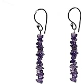 Gempires Purple Amethyst Crystal Dangle Earrings Febuary Birthstone Gemstone Jewelry Hypoallergenic Black Plated Statement Earrings For Women