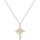 LCJAOF Cubic Zirconia Pendant Necklaces Dainty Simple Gold Cross Pendant Necklace