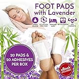 Foot Pads Patches | Adhesive Relaxing Foot Care | Lavender Infused for a Soothing & Calming Aroma that can help Reduce Stress & Improve Sleep - 20 Pack With eBook! UPGRADED FORMULA