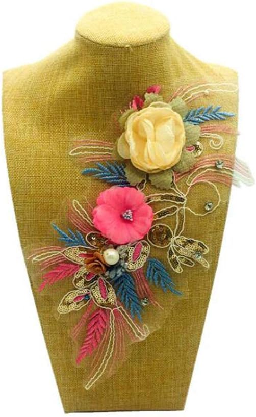 CAVIVI 3D Flower Tassel Fringe Pearl Edge Trim Ribbon Vintage Style Pink Edging Trimmings Fabric Embroidered Applique Sewing Craft Wedding Dress Embellishment DIY Clothes