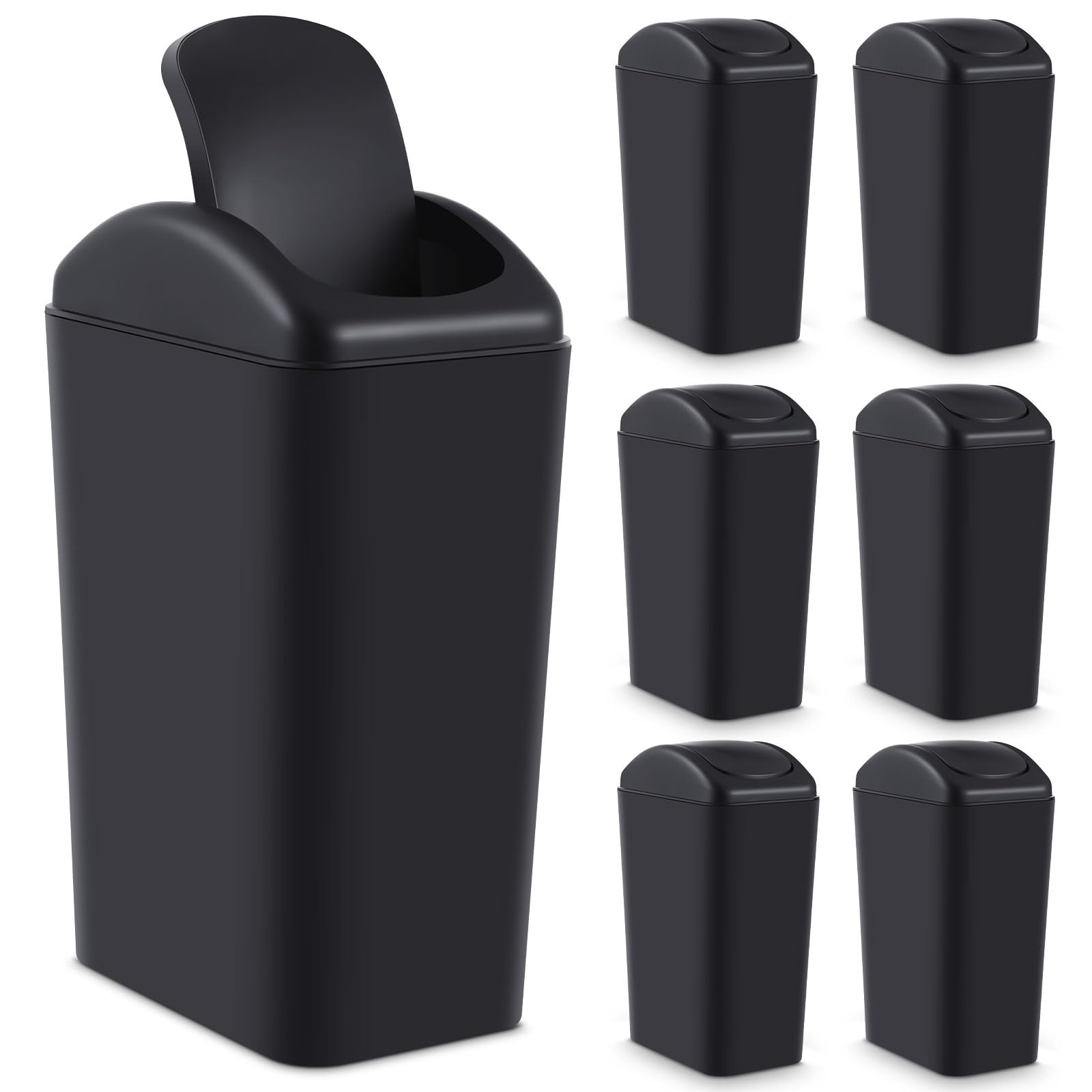 Photo 1 of Hoolerry 2 Pcs 3 Gallon/12 Liter Small Trash Can Plastic Kitchen Garbage with Lid Small Trash Bin for Bathroom Office Bedroom Kitchen Waste Outdoor (Black)