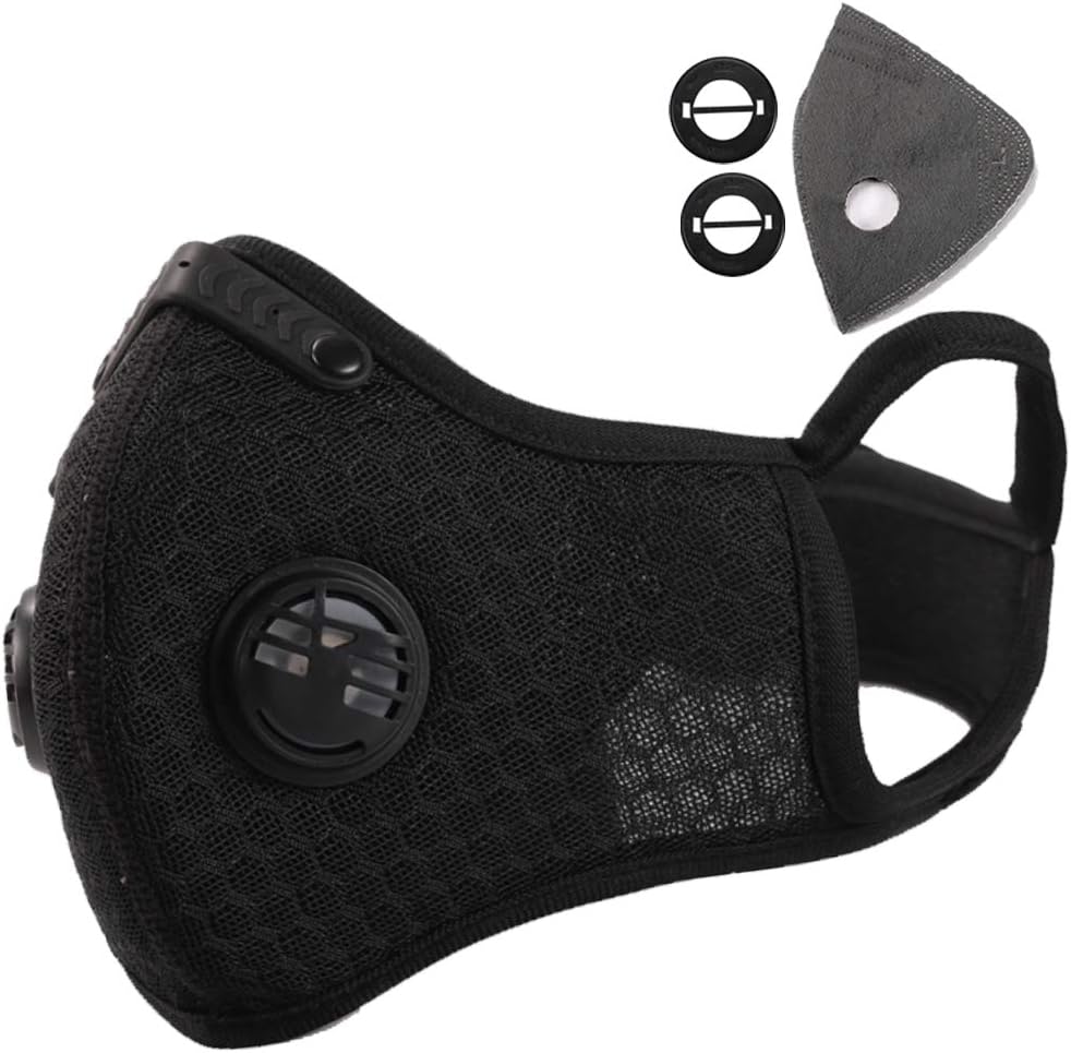 Novemkada Dust Mask - Activated Carbon N99 Earloop Dustproof Masks with Extra Filter Cotton Sheet and Valves for Exhaust Gas, Pollen Allergy, PM2.5, Running, Cycling, Outdoor Activities
