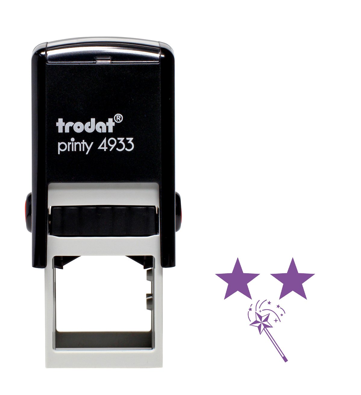 Trodat Printy 4933 Self Inking Education Stamp "Two stars and a wish",Black Body - Violet Ink,Small