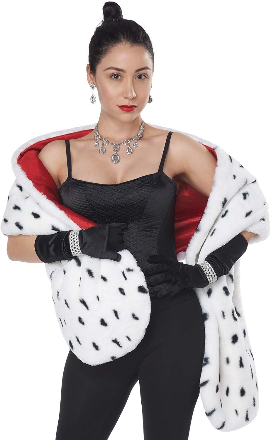 California Costumes Faux Dalmation Stole, White/Black/Red, One Size: Clothing
