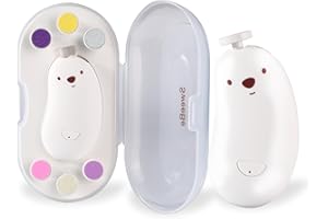 SWEEBE Baby Nail File Electric, Gentle Rechargeable Nail Trimmer, Baby Nail Clippers Grooming Kit Manicure Set for Infant Toddler or Adults, 6 Grinding Head Replacement Pads White