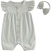 Fernvia Newborn Baby Girl Summer Clothes Sleeveless Ruffle Romper One Piece Bodysuit Jumpsuit Infant button down Outfit