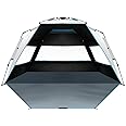 OutdoorMaster Beach Tent with Blackout Shelter Technology, Portable Beach Shade Sun Shelter Canopy for 4-6 Person with UPF 50+ UV Protection, Easy Setup Pop Up Tent Family Size