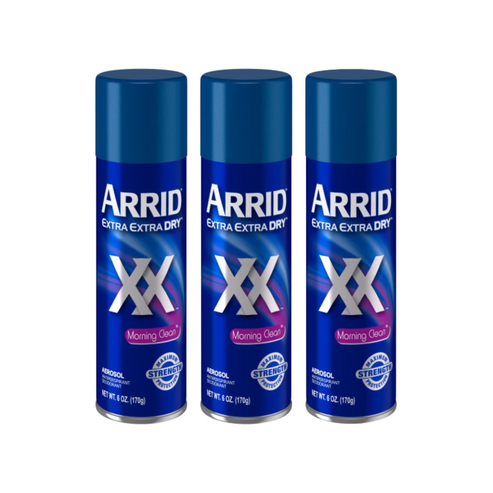 Arrid Extra Extra Dry Deodorant 6oz Aerosol, Morning Clean Scent, 3 Pack | 72-Hour Protection