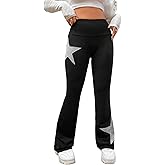 COZYEASE Women's Star Graphic Elastic Waist Flare Leg Sweatpants Geometric Print Long Pants