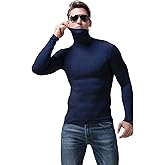 SALNIER Men Basic Turtleneck Slim Fit Long Sleeve Pullover Top Solid Thermal Knitted T Shirt Sweaters Soft Lightweight Shirt