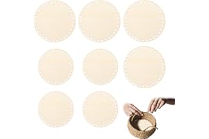 Crochet Basket Bottom Set, 8 Pieces, Wooden Base with 2 Sizes (15cm/5.9” and 20cm/7.8”), 6mm Holes, Ideal for DIY Crochet Bag