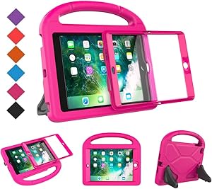 BMOUO Case for iPad Mini 1 2 3 - Built-in Screen Protector, Shockproof Lightweight Hard Cover Handle Stand Kids Case for iPad Mini 1st 2nd 3rd Generation, Rose
