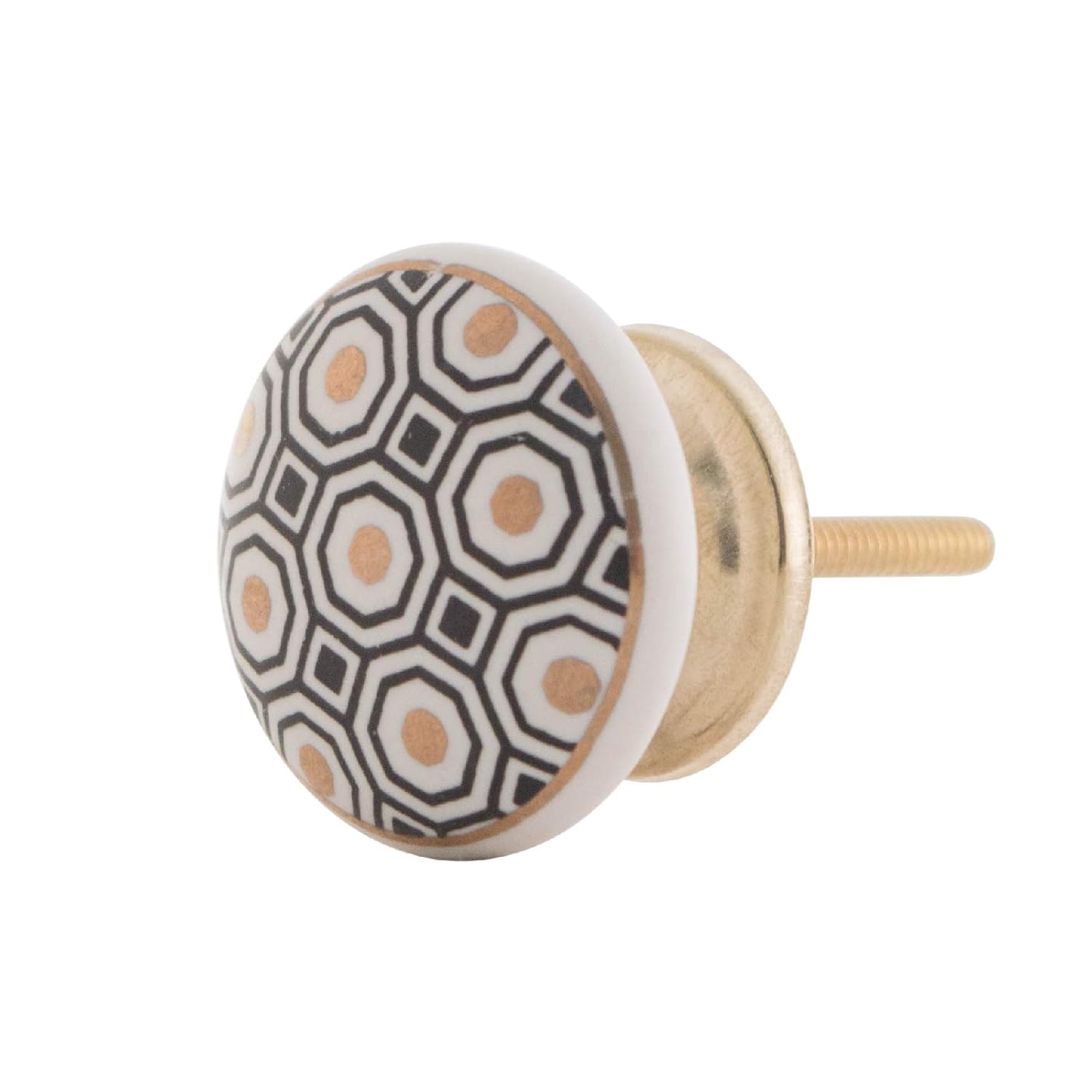 8 x Weiße Möbelknäufe im Art Deco-Stil Gold Türgriffe und Schrankknöpfe