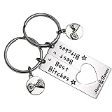 Best Friend Keychain Set Best Bitches For Life BFF Sister Bestie Gifts Maid of Honor
