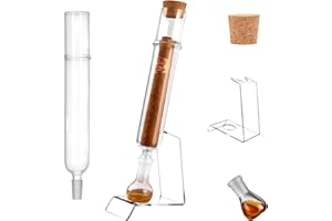 PEOKPIPLE Handmade Glass Cigar Humidor Tubes with Caps & Clear Display Stand – Straight Pipe, Ball Base, Wooden Plug Set, Airtight Travel Case for Aging, Humidity Control and Flavor Mellowing cigar infuser