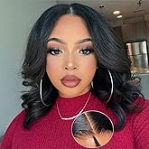 Dunmud 5x5 Wear and Go Glueless Bob Wig Human Hair Pre Plucked Pre Cut Glueless Wigs for Black Women Body Wave Lace Front Wigs Human Hair No Glue Lace Closure Wig for Beginners 180% Density 12 Inch