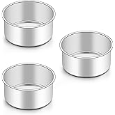 Onader Mini Round Cake Pan Set for Baking, 4 Inch Stainless Steel Baking Pan Tin Set of 3