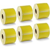BETCKEY Colored Labels Compatible with Dymo 30857 (2-1/4" x 4") Visitor Name Tag Badge Labels, Compatible for Dymo LabelWriter Thermal 450, 4XL & Zebra Desktop Printers [6 Rolls, Yellow]