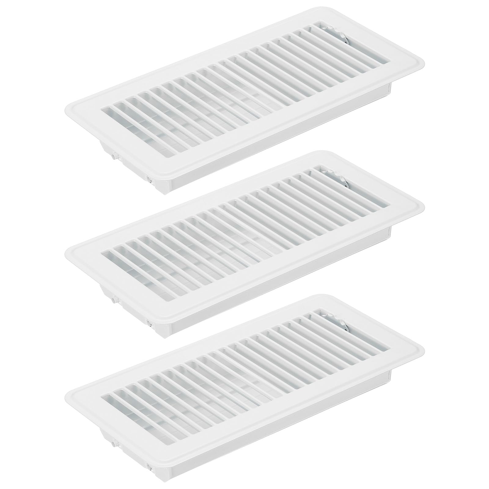 PATIKIL 10 x 4 Inch Floor Register, 3pcs Heavy Duty Air Vent Cover Steel Adjustable Decor Vents Easy Adjust Floor Grates for Sidewall Home Office, White