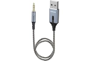 LOKUKA Bluetooth 5.3 to Aux Adapter for Car or Speaker, 3.5mm Bluetooth Receiver with 8-Strand Single Crystal Copper Cable, Aluminum Alloy Shell, for Hands-Free Calls, Voice Navigation, Phone Music
