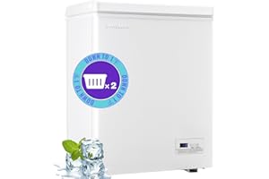 DEMULLER Chest Freezer, Small Deep 4.0 Cubic Feet White Freezing Machine, Compact Top Open Door with Electronic Panel, Temp Range -12 ℉ to 50 ℉, Two Storage Wire Baskets, Manual Defrost