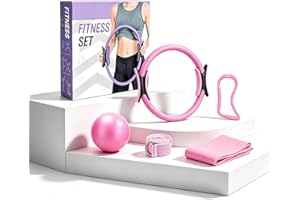 Pilates Ring and Ball Set Yoga Accessories,Home Pilates Kit for Women with Pilates Ring, Resistance Bands, Massage Ball, Yoga