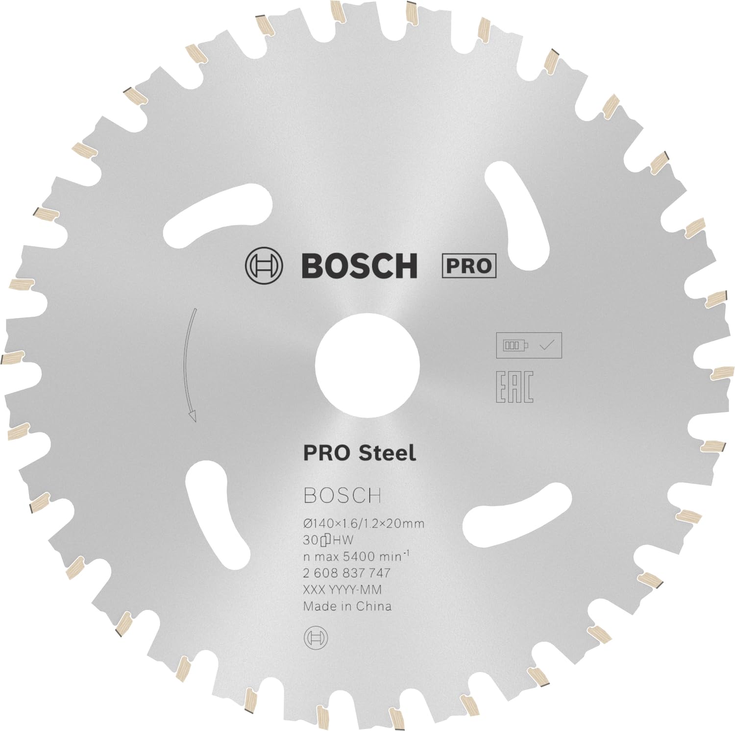 Bosch Professional 2608837747 Blade Standard (for Steel, 140 x 20 x 1.6 mm, 30 Teeth Accessories: Cordless Circular Saw), 140 mm Diameter