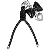 Ymapinc PU Leather Black Bag Charms, Bow Purse Charm for Handbags Black Bow Keychain Personalized Charms, Elegant Keychain Accessories