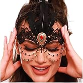 Aularso Feather Masquerade Mask for Women Black Lace Mask Costume Crystal Party Masks