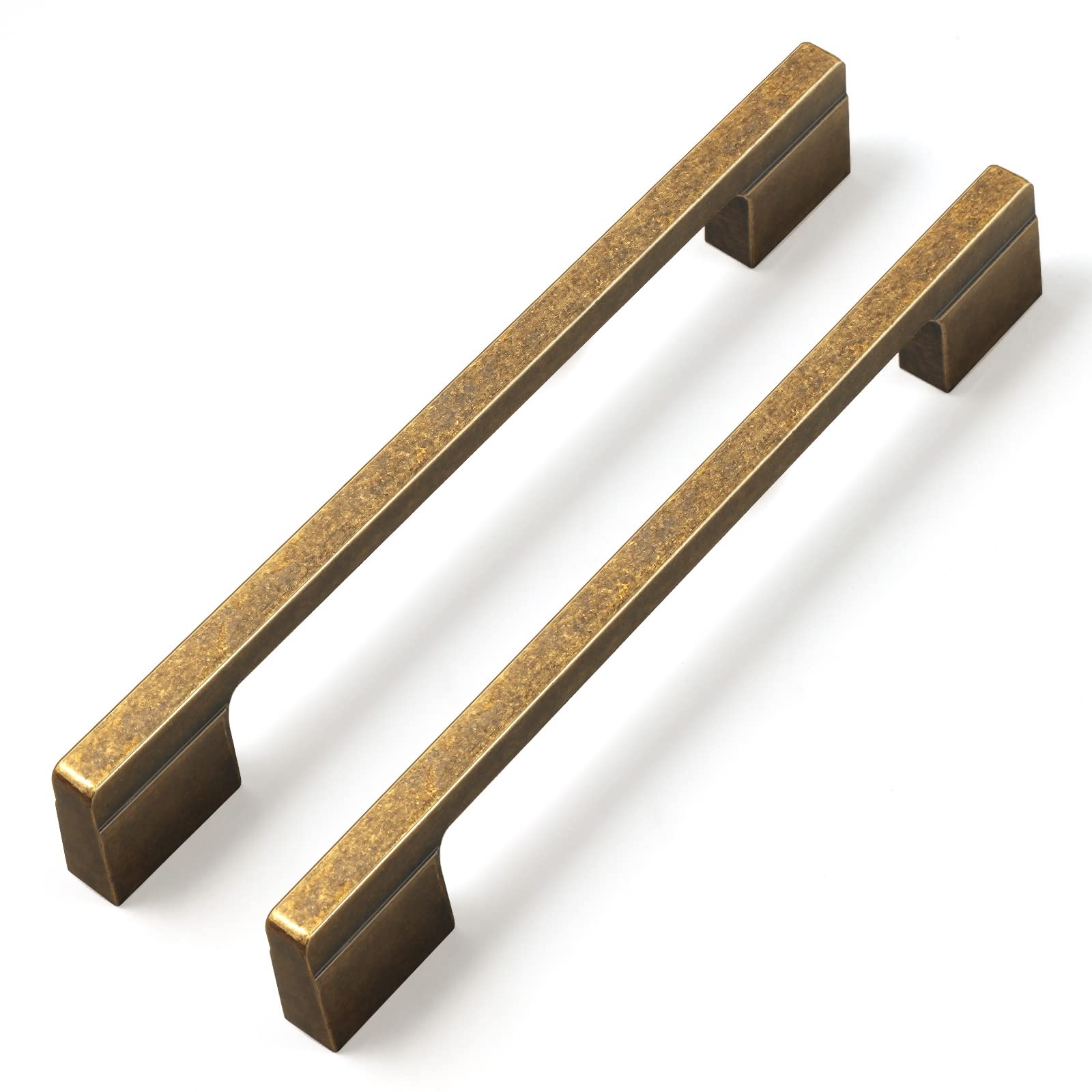 Photo 1 of Goo-Ki Vintage Brass Drawer Handles 5 in (128mm) or 6-1/4 in (160mm) Hole Centers,6-Pack Antique Bronze Solid Cabinet Handles 1816-128-GT