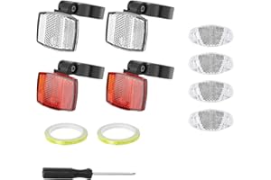 Bike Reflectors Set with Screwdriver, Front and Rear Reflectors with Mounts, 4 Spoke Reflectors, 2 Reflective Tape Rolls, Eas