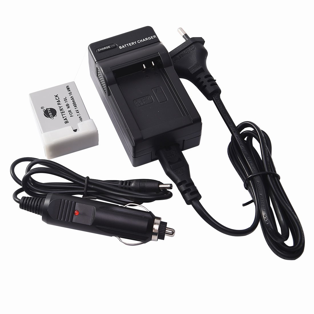 Caricabatteria Universale Per Fotocamere Canon NB-10L - Con Adattatore Auto (12V/24V) E Rete (220V), Per PowerShot G15, G16, G1X, SX40 HS, SX50 HS